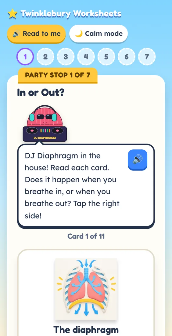 A Twinklebury worksheet on a phone